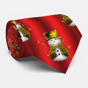 Cravate Golden Snowmen en rouge