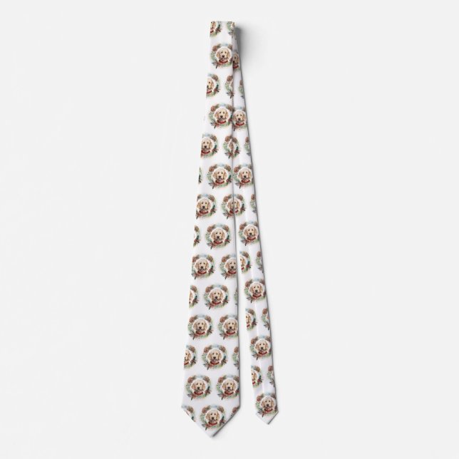 Cravate Goldendoodle Christmas Wreath Festive Pup (Devant)