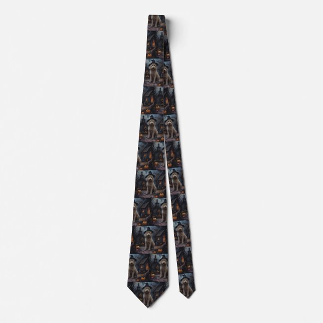 Cravate Goldendoodle Citrouille Halloween effrayant (Devant)