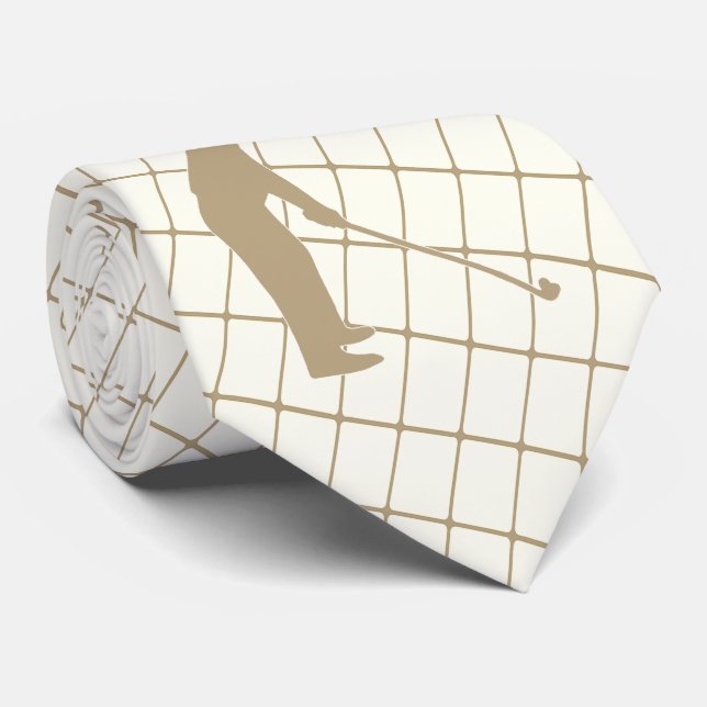 Cravate Golf Tan Silhouette Golf et Golf Club 2 (Roulé)