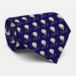 Cravate Golfer Golf Balls Gold Tee - shirts sur Blue