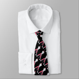 CRAVATE GOLFER ROUGE BLANC NOIR STYLISÉ, JOUEURS DE GOLF