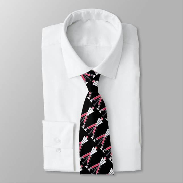 CRAVATE GOLFER ROUGE BLANC NOIR STYLISÉ, JOUEURS DE GOLF (Attaché)