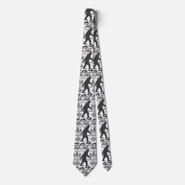 Cravate Gone Squatchin Vilain Chandail de Noël Style Knit (Devant)