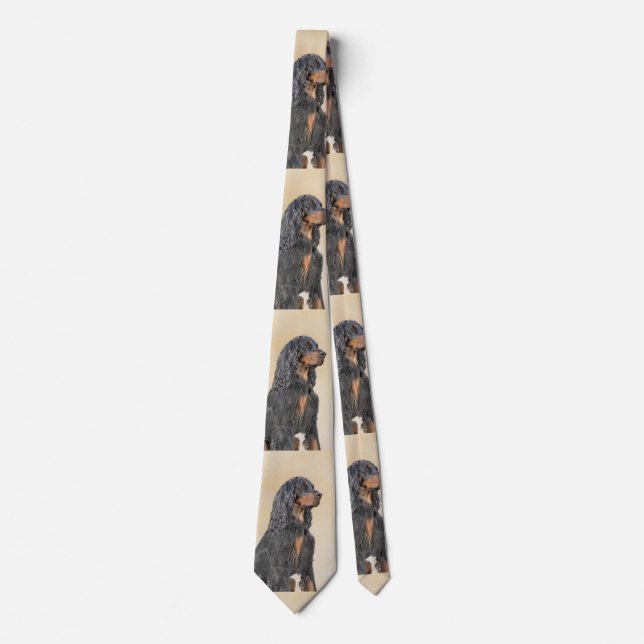 Cravate Gordon Setter Peinture - Joli art original chien (Devant)