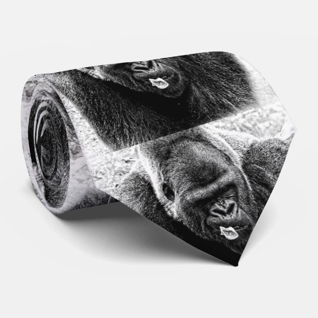 Cravate Gorille masculin de Silverback de plaine, noir et (Roulé)
