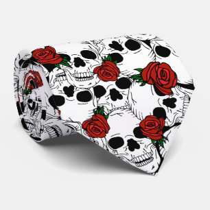 Cravate Goth Skulls et Red Roses Patternes