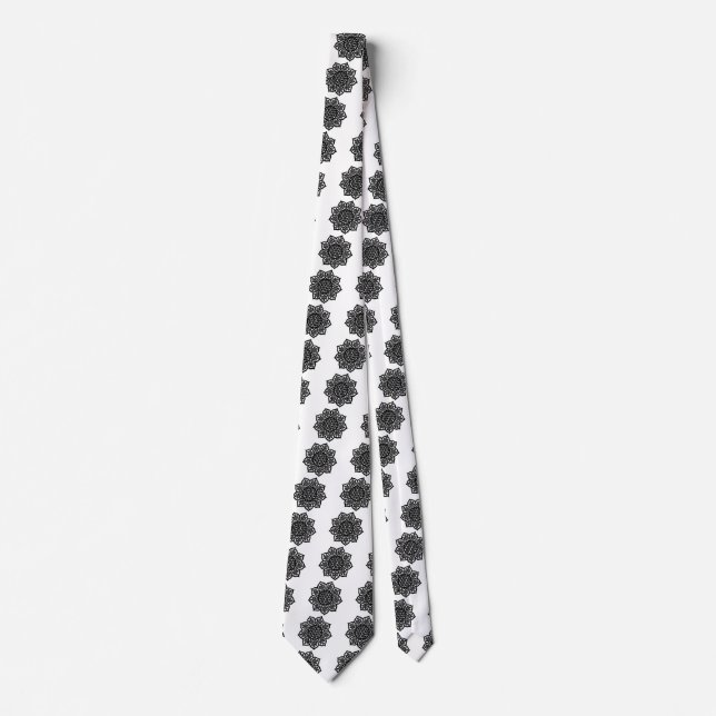 Cravate GOTHIC SOLEIL Noir Blanc Celtique noeud (Devant)