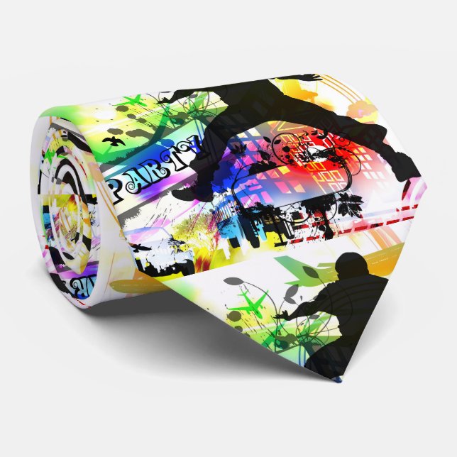 Cravate Graffiti de la fête de la danse (Roulé)