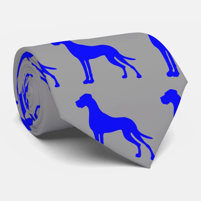 Cravate Grand Danois bleu (Roulé)