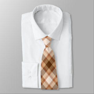 Cravate Grand Plaid moderne, Brown, Beige, Cuivre et Tan