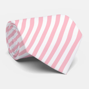 Cravate Grandes bandes diagonales roses et blanches