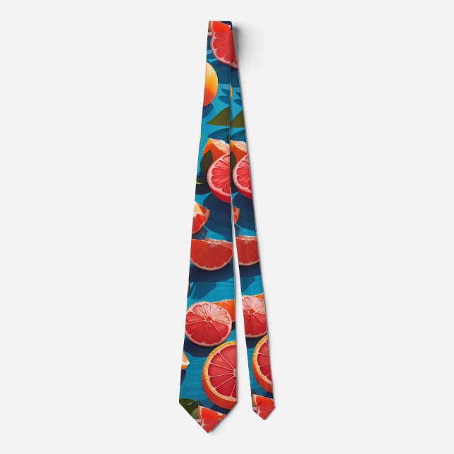 Cravate Grapefruit juteux arc-en-ciel Motif personnalisé (Devant)