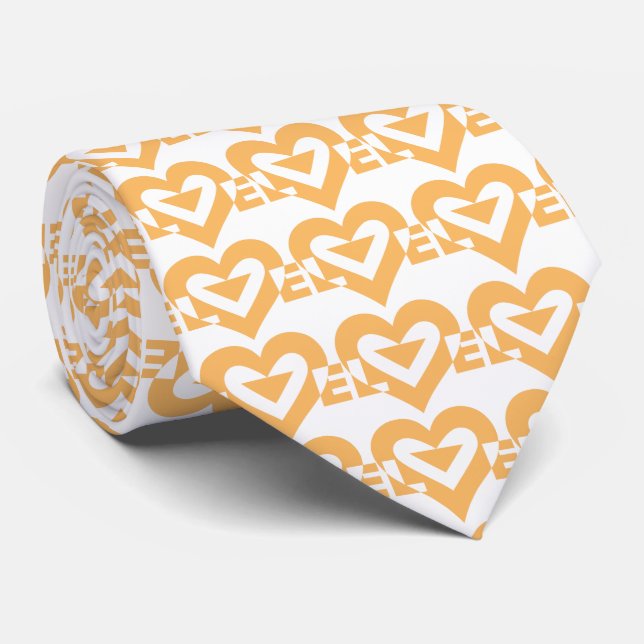 Cravate Graphique d'amour cool, orange (Roulé)