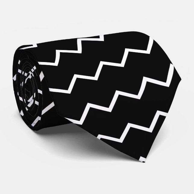 Cravate graphique en français noir et blanc (Roulé)