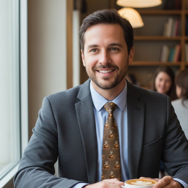 Cravate Gras brassé - Motif de la coupe de café (Créateur téléchargé)
