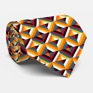 Cravate Gras Coloré Motif de patchwork orange, rouge,