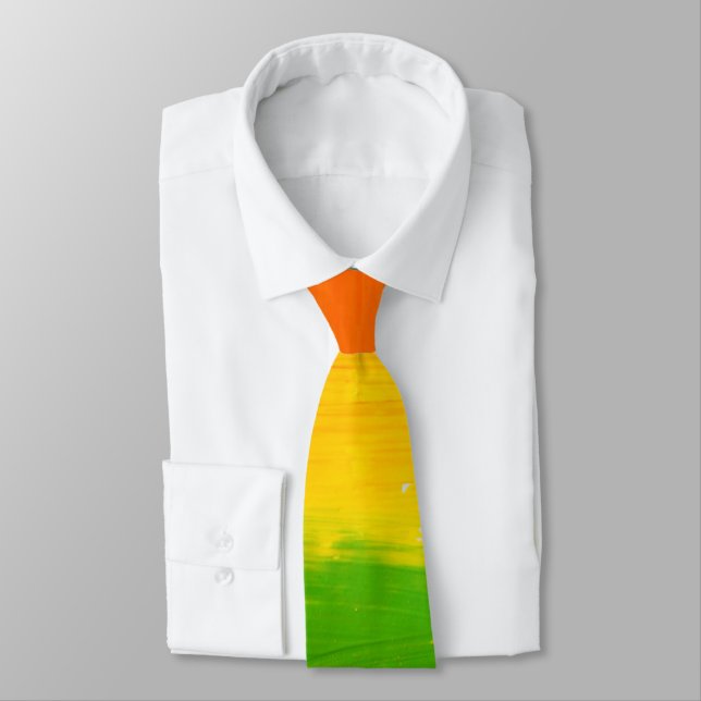 Cravate Gras LGBT Pride Rainbow Necktie - Style de peintur (Attaché)