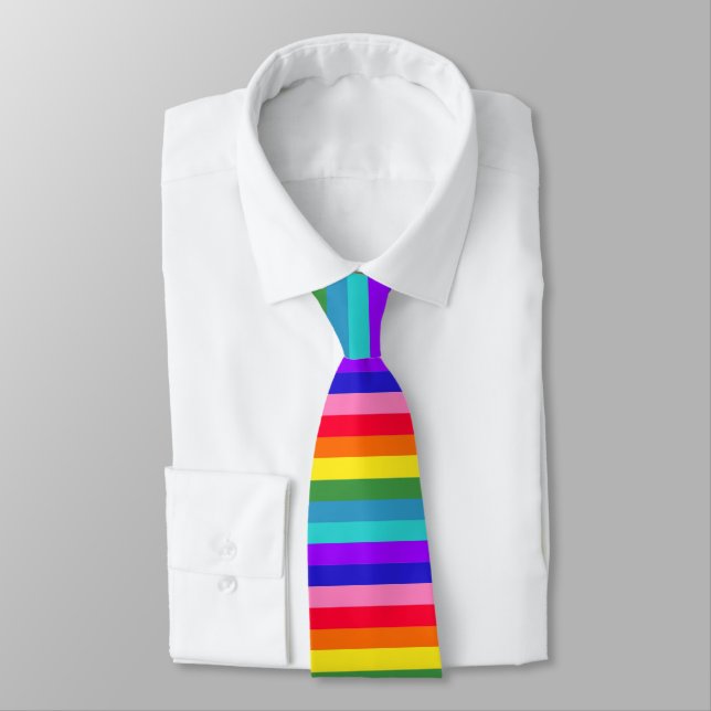 Cravate Gras Rainbow Stripes. (Attaché)