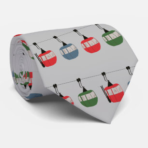 Cravate Gray Christmas Ski Lift Illustration Skier