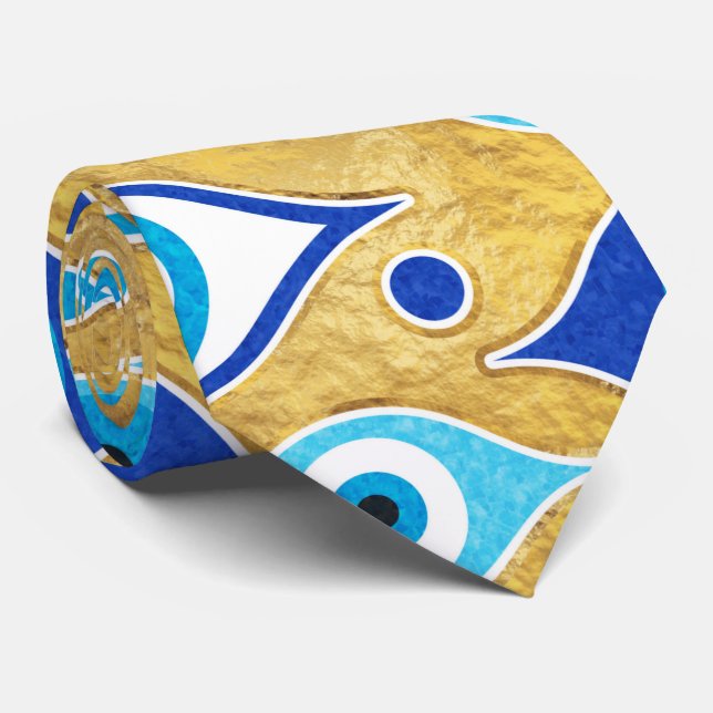 Cravate Grèce Mati Mataki - motif des yeux malveillants de (Roulé)