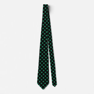Cravate Green and black polka dots
