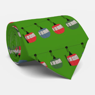 Cravate Green Funny Christmas Ski Illustration Skier