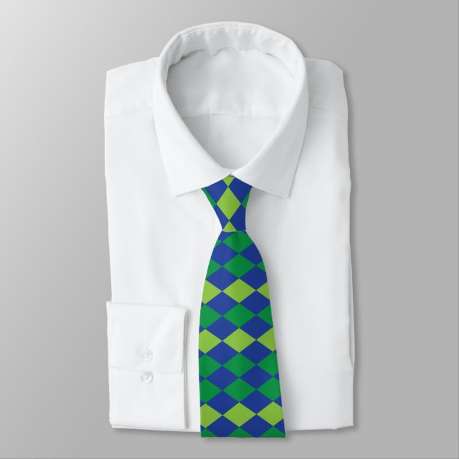 Cravate Green Lime Green Diamond À damiers Motif (Attaché)
