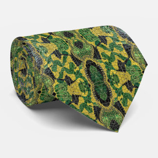Cravate Green Yellow Alligator Crocodile Dragon Leather