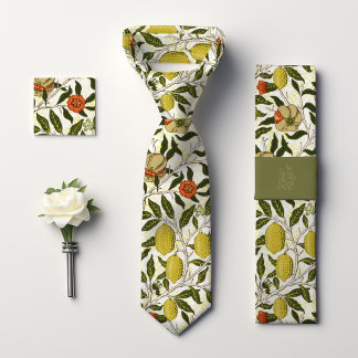 Cravate Grenades Citrons Fruits Jaunes William Morris