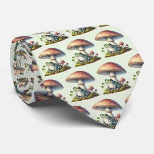 Cravate Grenouille sous un champignon Mignon motif nature