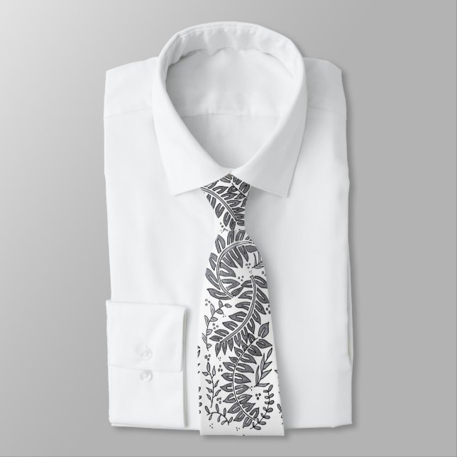 Cravate Grey and White Patterned Necktie (Attaché)