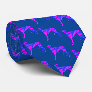 Cravate Greyhound Lurcher Chien rose Silhouette Bleu Cou