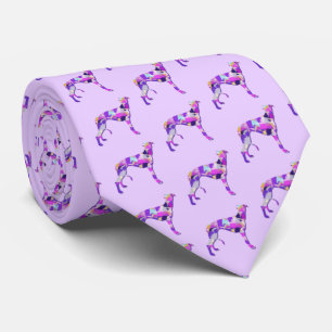 Cravate Greyhound Lurcher Chien Silhouette Purple Clair Co