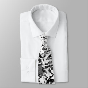 Cravate gris blanc mêlé à un Motif noir