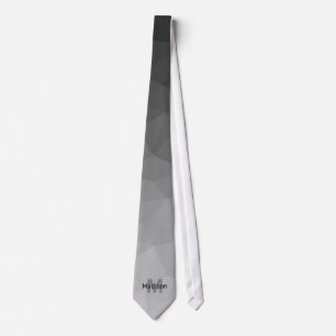 Cravate Gris dégradé géométrie maillage motif Monogramme