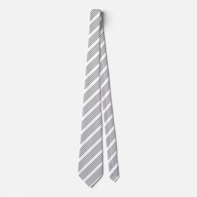 Cravate Gris et blanc cinq bandes motif (Devant)