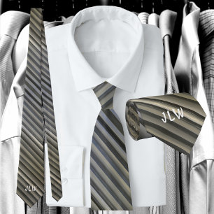 Cravate Gris et noir Stripes monochromatiques de fumée