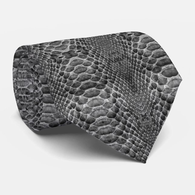 Cravate Gris Faux Snakeskin Design sur (Roulé)