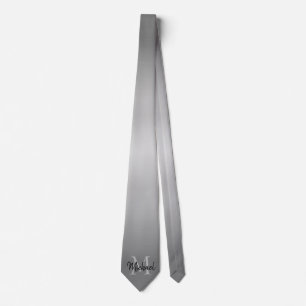Cravate Gris Ombre Gradié Avec Nom Et Monogramme