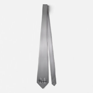 Cravate Gris Ombre Gradié Avec Nom Et Monogramme