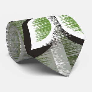 Cravate Gris rayures pétales verts peinture moderne humide