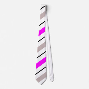Cravate Gris rose et blanc avec les rayures noires