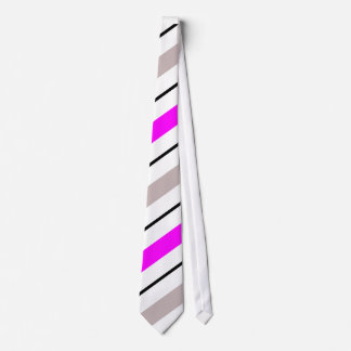 Cravate Gris rose et blanc avec les rayures noires