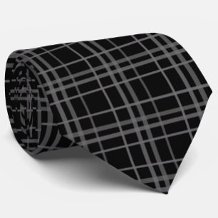 Cravate Gris Sur Tartan Noir Plaid Design Motif