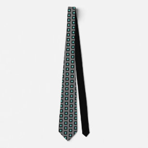 Cravate Gris, Turquoise et noir rayé