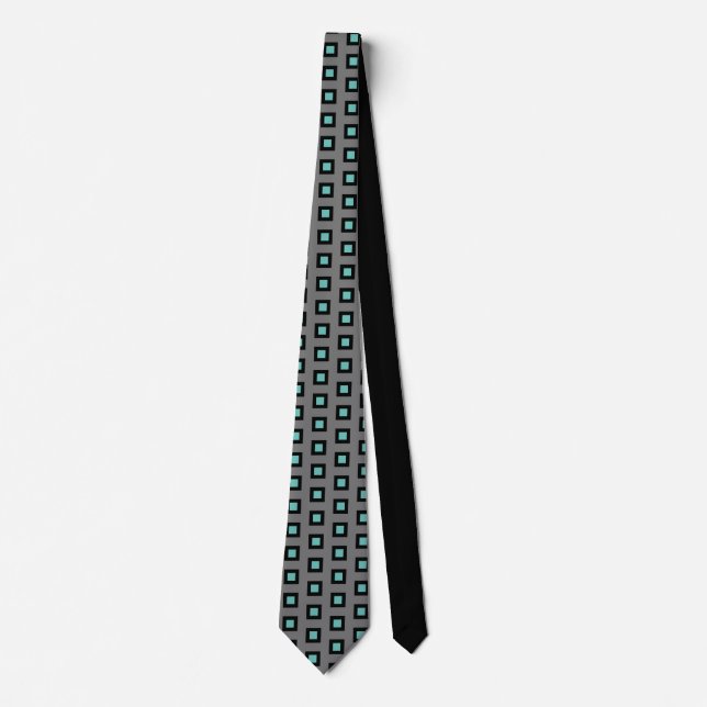 Cravate Gris, Turquoise et noir rayé (Devant)