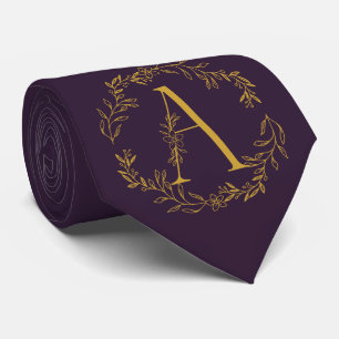 Cravate Groomsmen russe violet monogramme