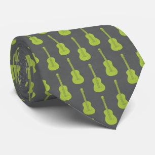 Cravate Guitare acoustique grunge verte lime à pois