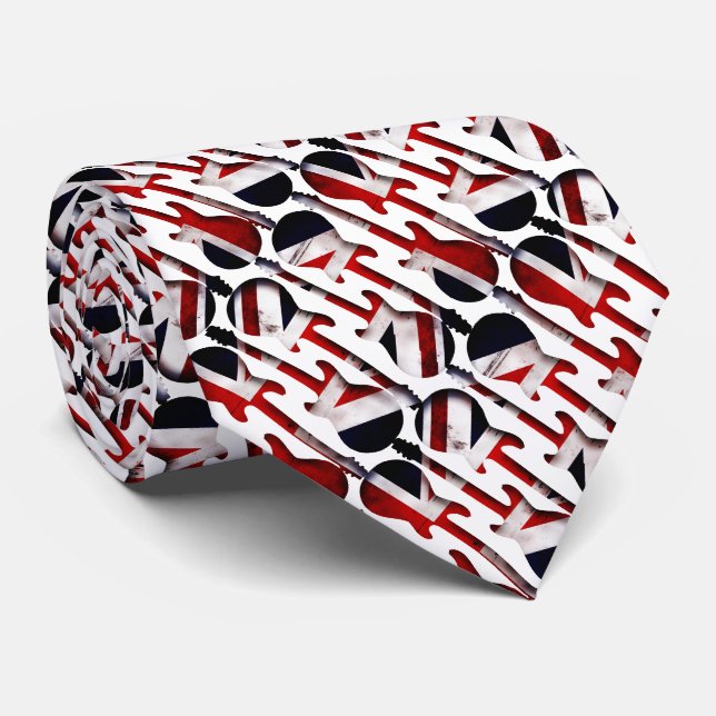 Cravate Guitare - Union Jack British England Drapeau du Ro (Roulé)